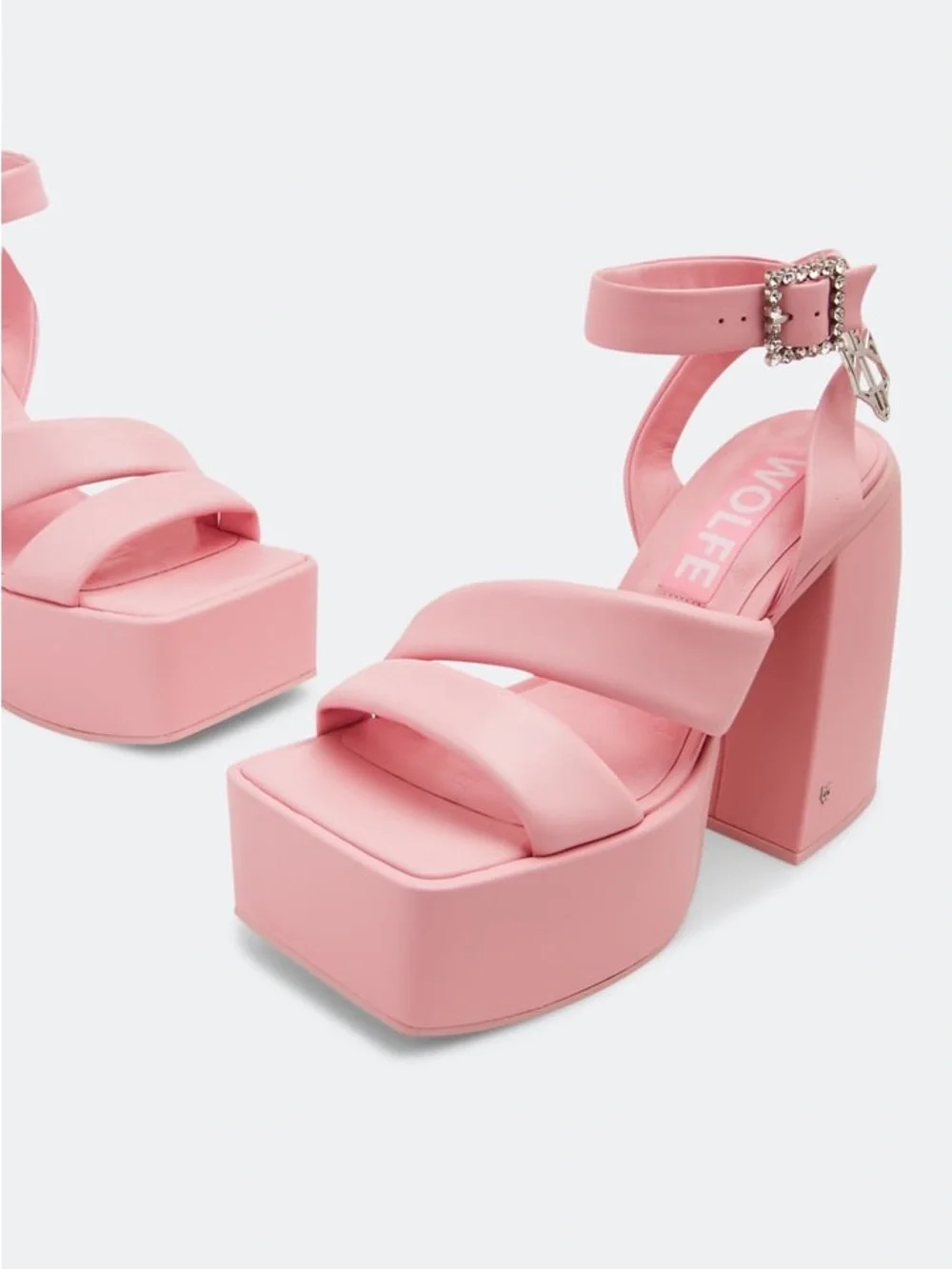 Naked Wolfe Jingle Baby Pink Platform Block Heel Sandals Size 7